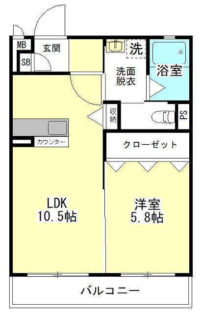 ミリオンアゼリア(1LDK/1階)の間取り写真