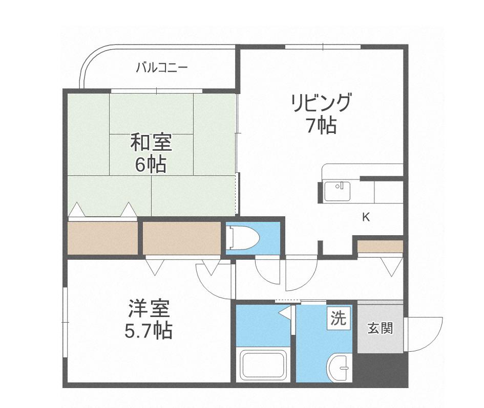 ΑNEXT八軒(2LDK/3階)の間取り写真