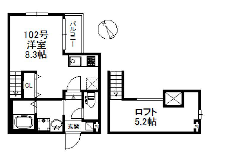 ポラリス箱崎(ワンルーム/1階)の間取り写真