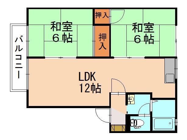 パークハイツ光(2LDK/2階)の間取り写真