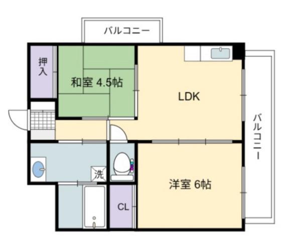 ピュアライフ21(2LDK/4階)の間取り写真