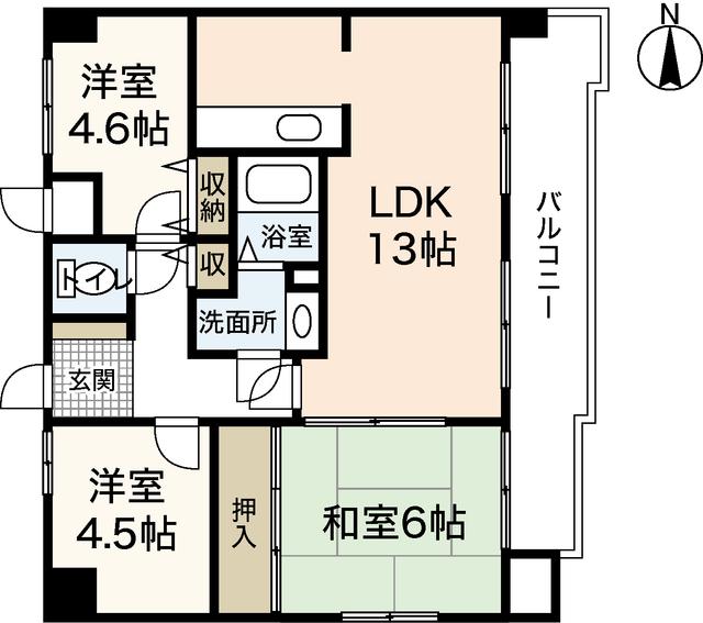 サンコーポ長楽寺マンション(3LDK/6階)の間取り写真