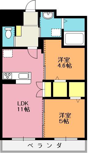 メリースマイル(2LDK/2階)の間取り写真