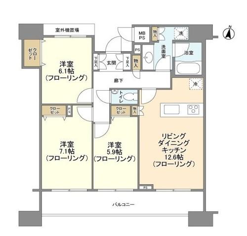 HF白金高輪レジデンス(3LDK/8階)の間取り写真