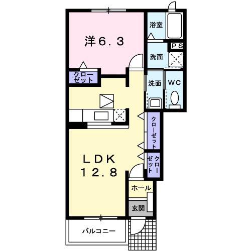 ルート607弐番館 A(1LDK/1階)の間取り写真