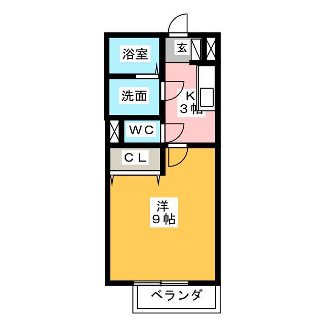 サンクレールC(1K/2階)の間取り写真