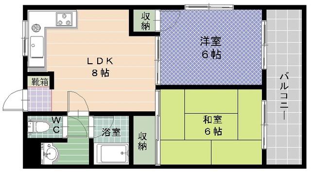 コンパスローズ昇町(2LDK/2階)の間取り写真