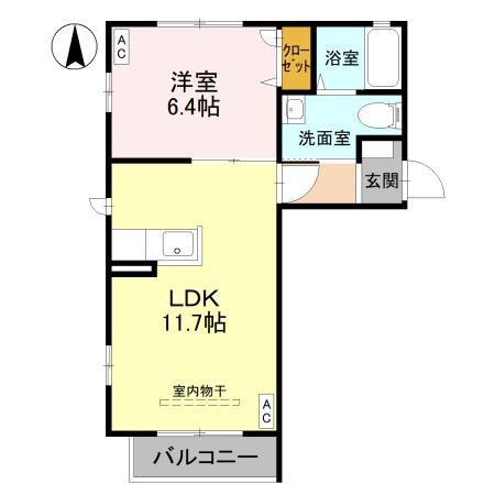 ヴィラ・エクレール(1LDK/2階)の間取り写真
