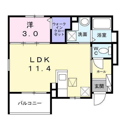 ラ ルミエール メゾンVIII(1LDK/1階)の間取り写真