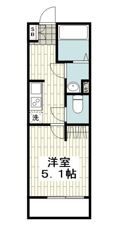 カインドネス東神奈川(1K/2階)の間取り写真