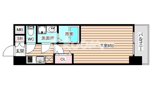 アルグラッド鷺洲(1K/2階)の間取り写真