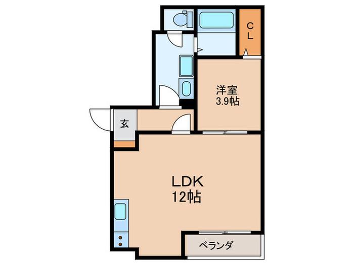 LEAF 荒江(1LDK/1階)の間取り写真
