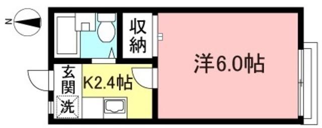 12クレイドル(1K/1階)の間取り写真