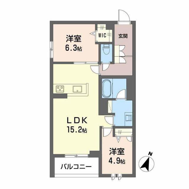 WAVE 伏見(2LDK/2階)の間取り写真