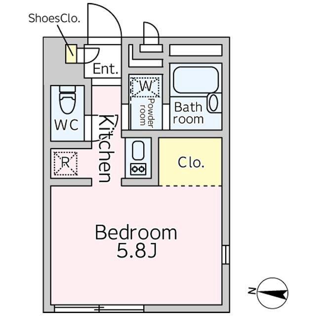 プランドール鶴間(ワンルーム/1階)の間取り写真