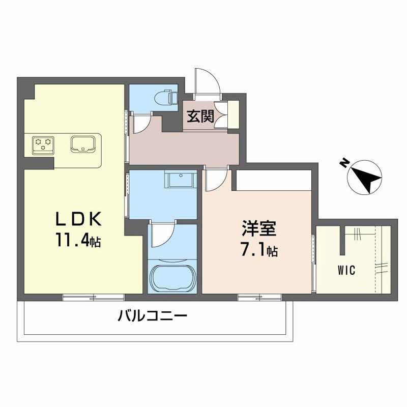 シャーメゾンマーレ竹下(1LDK/2階)の間取り写真