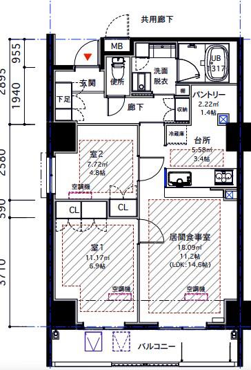 EVERGREEN(2LDK/6階)の間取り写真