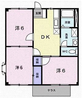 エルガーデン(3DK/1階)の間取り写真