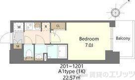 S-RESIDENCE上新庄BEAT(1K/11階)の間取り写真
