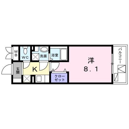 グレイン 町屋(1K/2階)の間取り写真