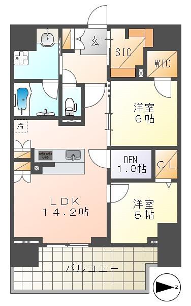LUXEN八王子寺町(2LDK/3階)の間取り写真