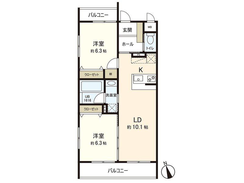 LECHOUCHOU(2LDK/3階)の間取り写真