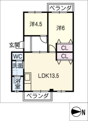 サンコーポラス(2LDK/1階)の間取り写真