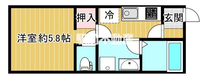 ラシックランテ上津(1K/2階)の間取り写真
