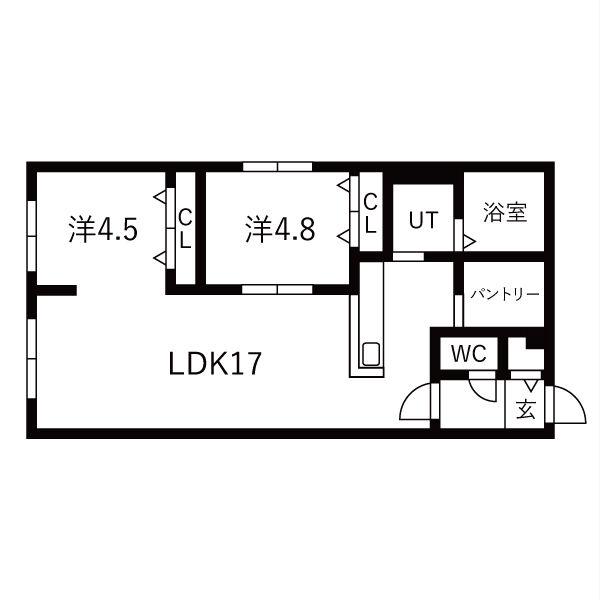 北27西8MS(2LDK/1階)の間取り写真