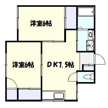 ハイメルハウゼ(2DK/1階)の間取り写真