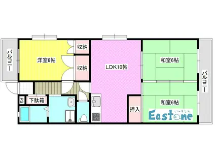 ソフィアコート寿(3LDK/4階)の間取り写真