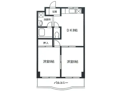 コモラード橋本(2DK/3階)の間取り写真