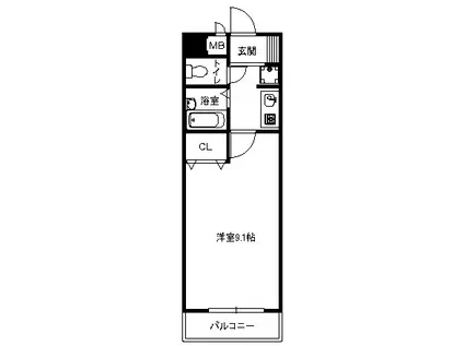 デュンケルブラウ(1K/3階)の間取り写真
