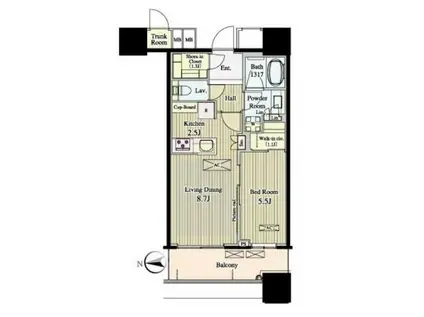 パークシティ大崎 ザ タワー(1LDK/6階)の間取り写真