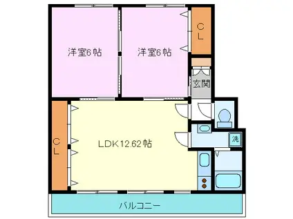 MESSAGE三島幸原(2LDK/2階)の間取り写真