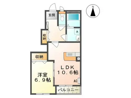 パルティールI(1LDK/1階)の間取り写真