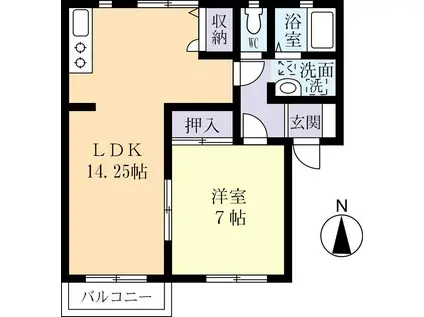ベルフォーレ小川A(1LDK/1階)の間取り写真