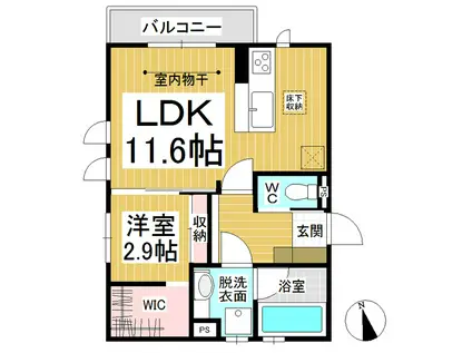レセンテ東参道(1LDK/1階)の間取り写真
