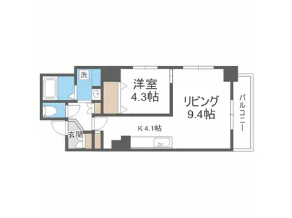 シェモア南1条(1LDK/7階)の間取り写真