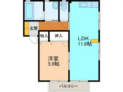 メゾンアルク(1LDK/1階)の間取り写真