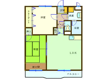 マンション生駒(2LDK/2階)の間取り写真