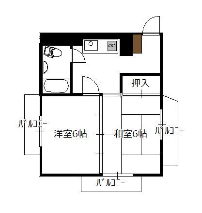 桂ビル(2K/5階)の間取り写真