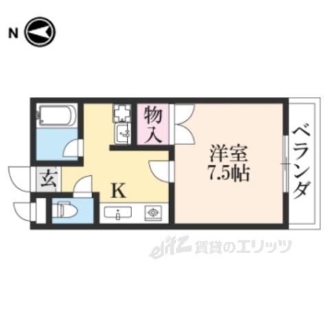 ツインハイツ(1K/2階)の間取り写真