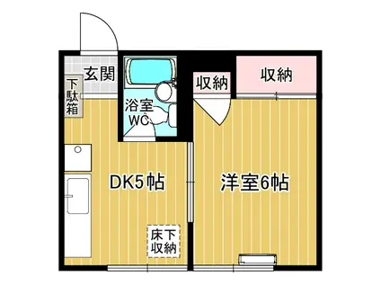 新鹿沼ロイヤルマンション(1DK/1階)の間取り写真