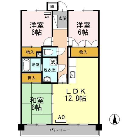 レジデンス17番館(3LDK/1階)の間取り写真