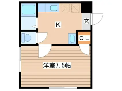 ホームコア富田(1K/1階)の間取り写真