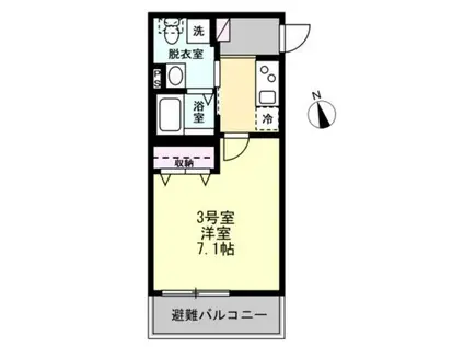 ベイルーム横須賀三春町(1K/3階)の間取り写真
