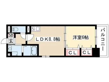 ランドルチェ大須(1LDK/7階)の間取り写真