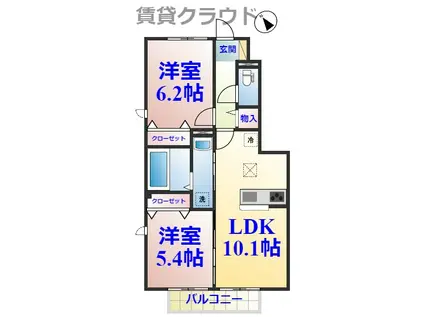 ピーノフォーリア 弐番館(2LDK/1階)の間取り写真