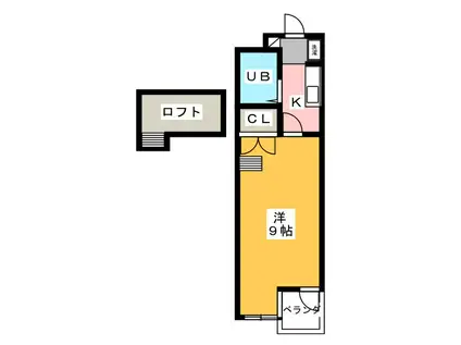 シャトレ富塚(1SK/2階)の間取り写真